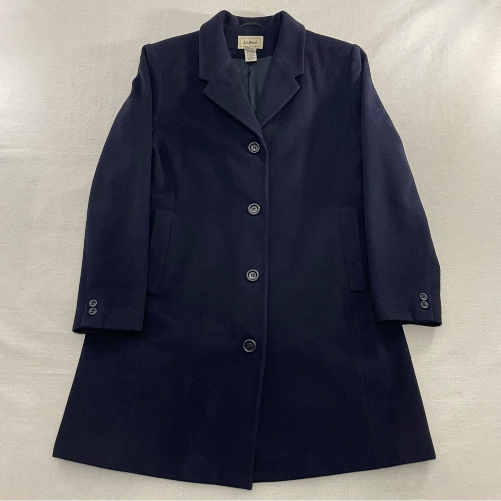 LL Bean Trench Coat Womans 14 Petite Vintage Wool Cashmere Duster Turkey Luxury
